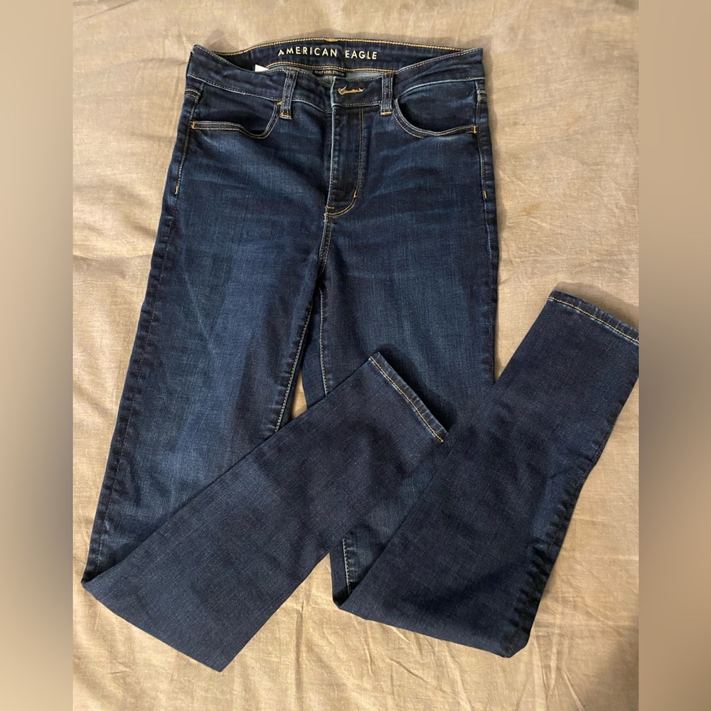 American Eagle Dark Wash High Rise Jegging - 8 LONG